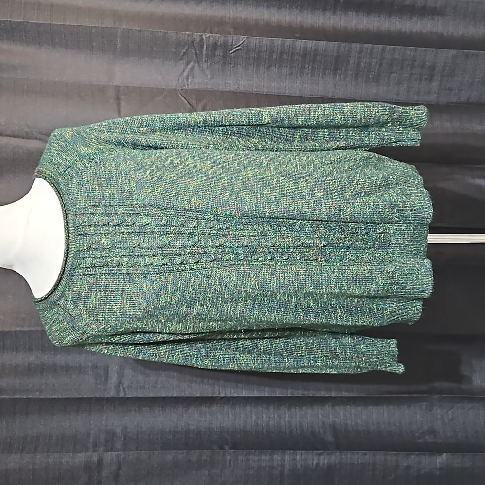 Green multi colored sweater
